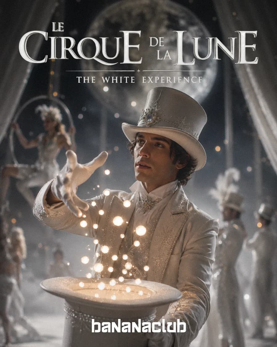 Cartel fiesta temática Le Cirque de la Lune — Banana Club Alcúdia